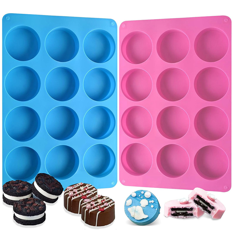 Soap Making Bar - Round Silicone Molds 12-Cavity Cylinder Chocolate