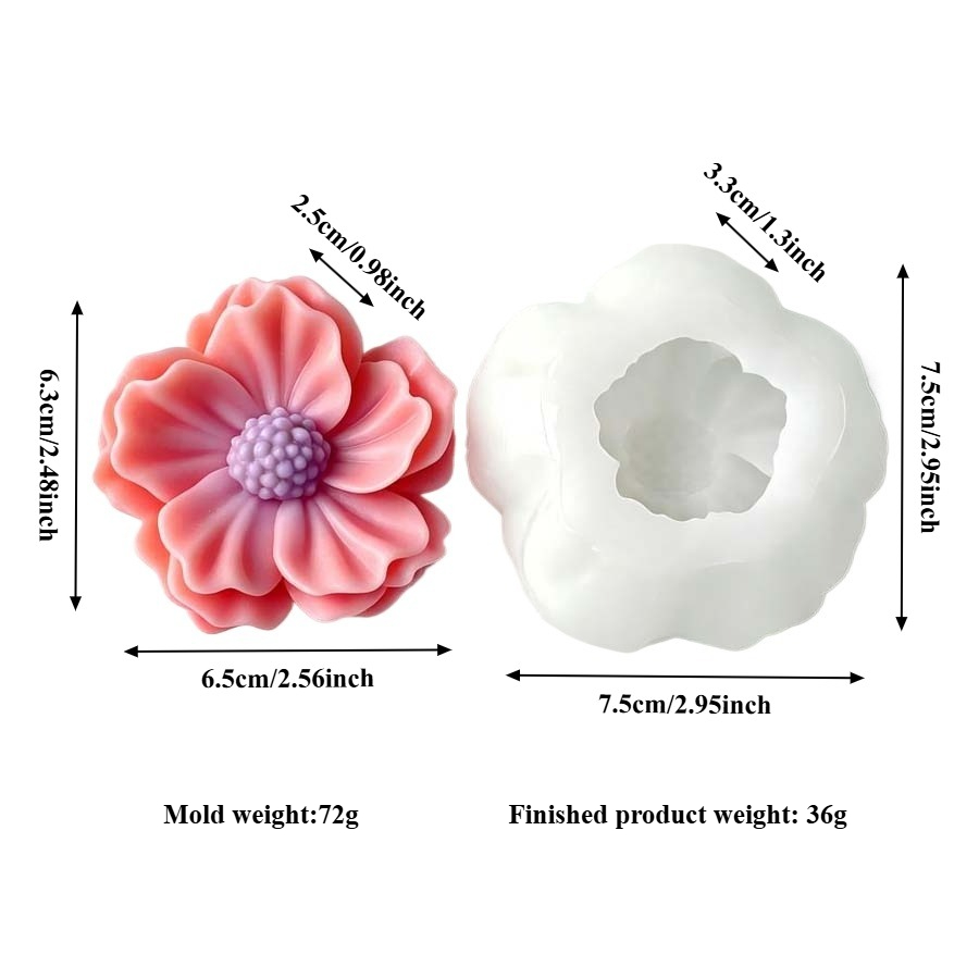 3D Camellia Flower Silicone Ca - Soap Making Lye recension och pris